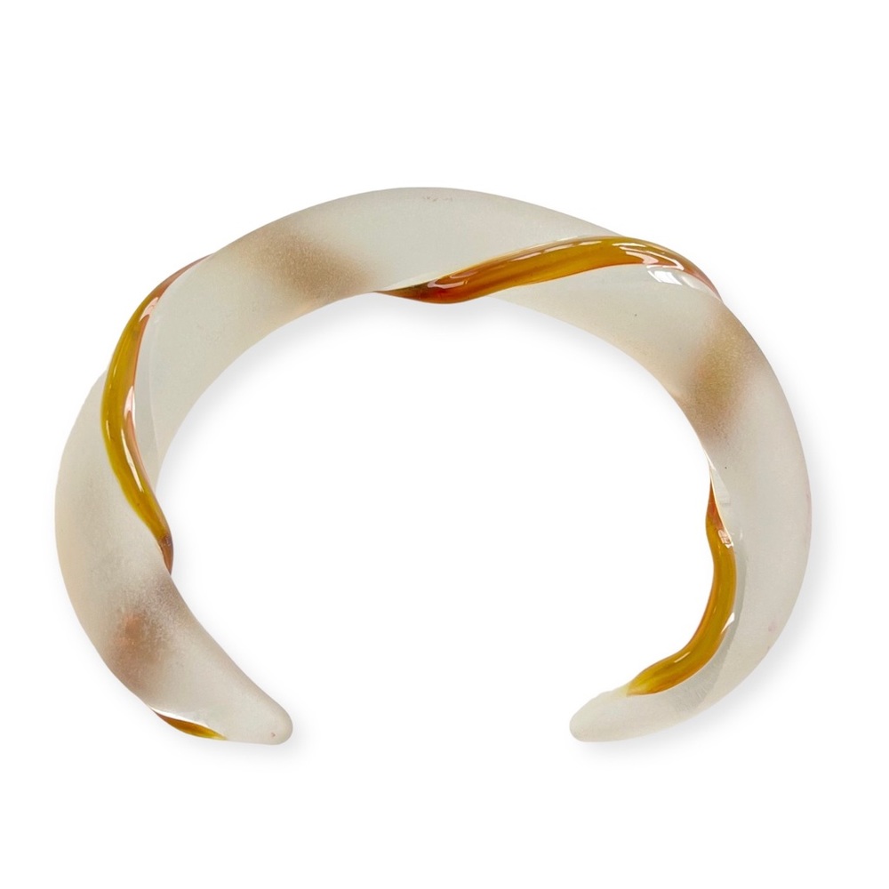 Handcrafted Small Frosted Art Glass Cuff Bracelet